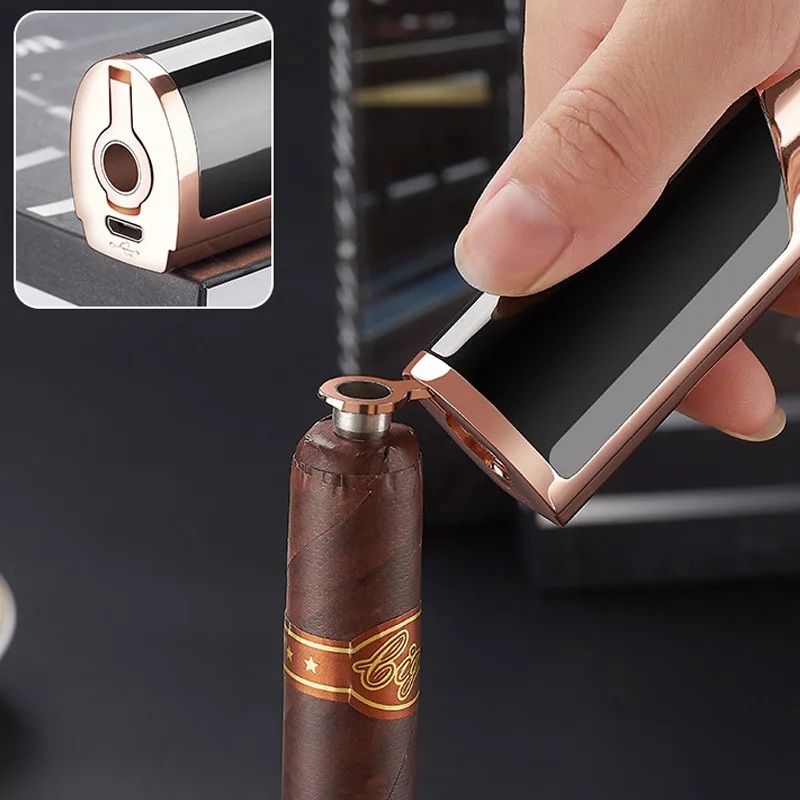 Luxury 6 ARC Flameless Usb  Cool Lighter Touch Switch With Cigar Cutter Windproof Acendedor Eletrico Rechargable Gadgets For Men