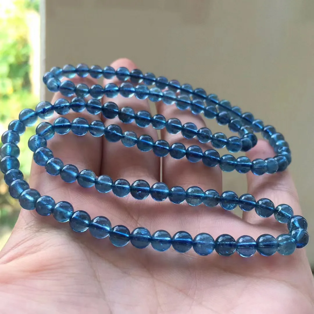 5mm Natural Ocean Blue Aquamarine Bracelet For Women Men Healing Love Gift Crystal Round Beads Luck Stone Strands Jewelry AAAAA