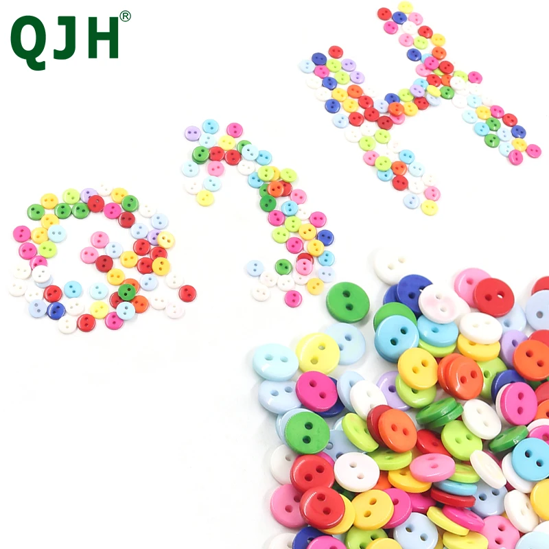 Wholesale 200pcs Multi 9mm Round Resin Mini Tiny Buttons Craft Sewing Accessories Embellishments BUTTON Scrapbooking DIY Tools