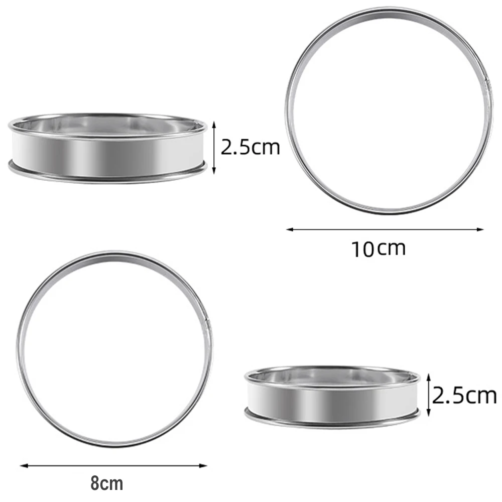 10/5/2pcs Stainless Steel Double Rolled Baking Circle Tart Ring Fruit Pie Cake Cookie Molds 10cm 8cm for Kitchen Biscuit Pastry