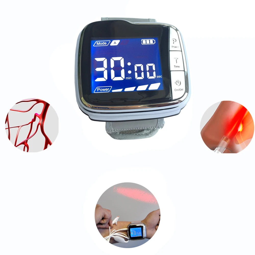 High Blood Pressure Diabetes Cholesterol Rhinitis Treatment 650nm Laser Therapy Physiotherapy Health Care Diabetic Wrist Watch