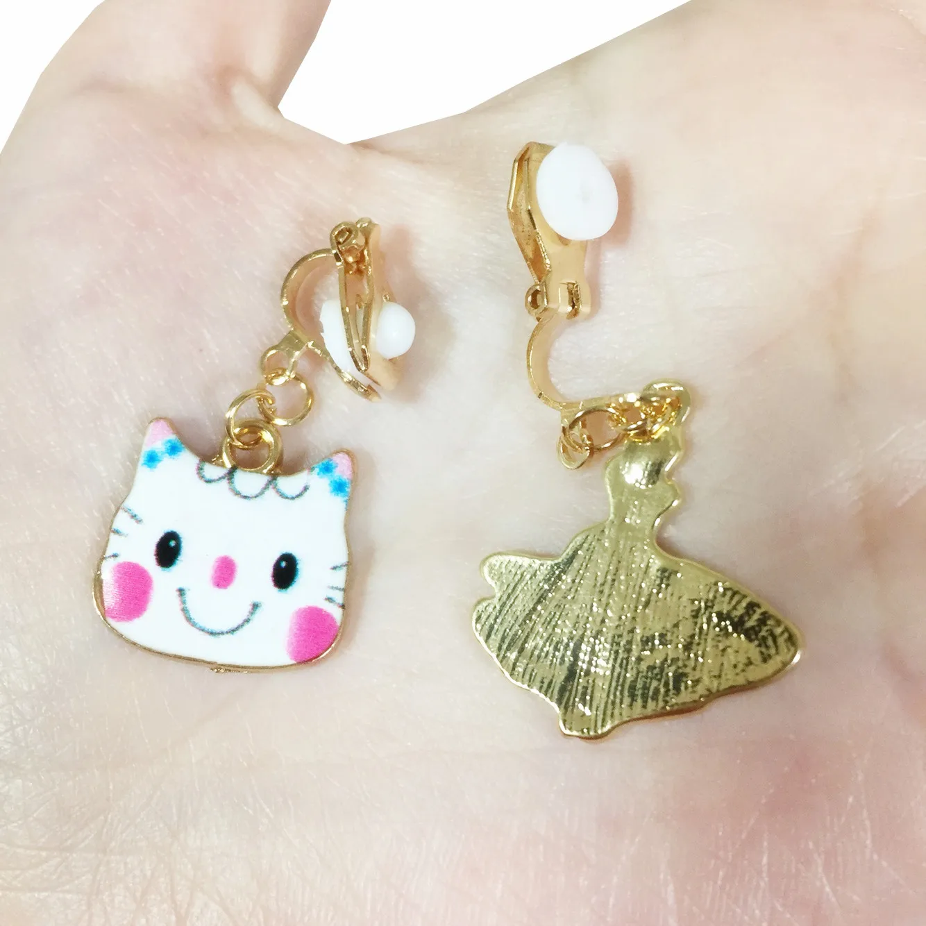 Clip On Earrings Kids Cute Cartoon Animal Cat Ear No Piercing Ear Rings For Children Gift Jewelry Korean Ear Clip For Girls