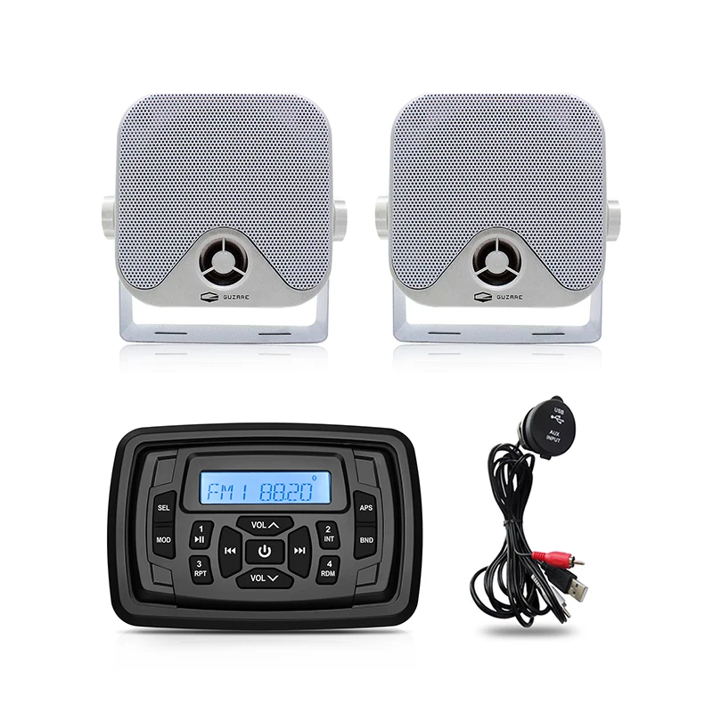 

Waterproof Marine Radio Stereo Bluetooth Audio MP3 Player Sound System+4" Marine Speaker+Boat USB Cable For RV UTV SPA Golf Cart