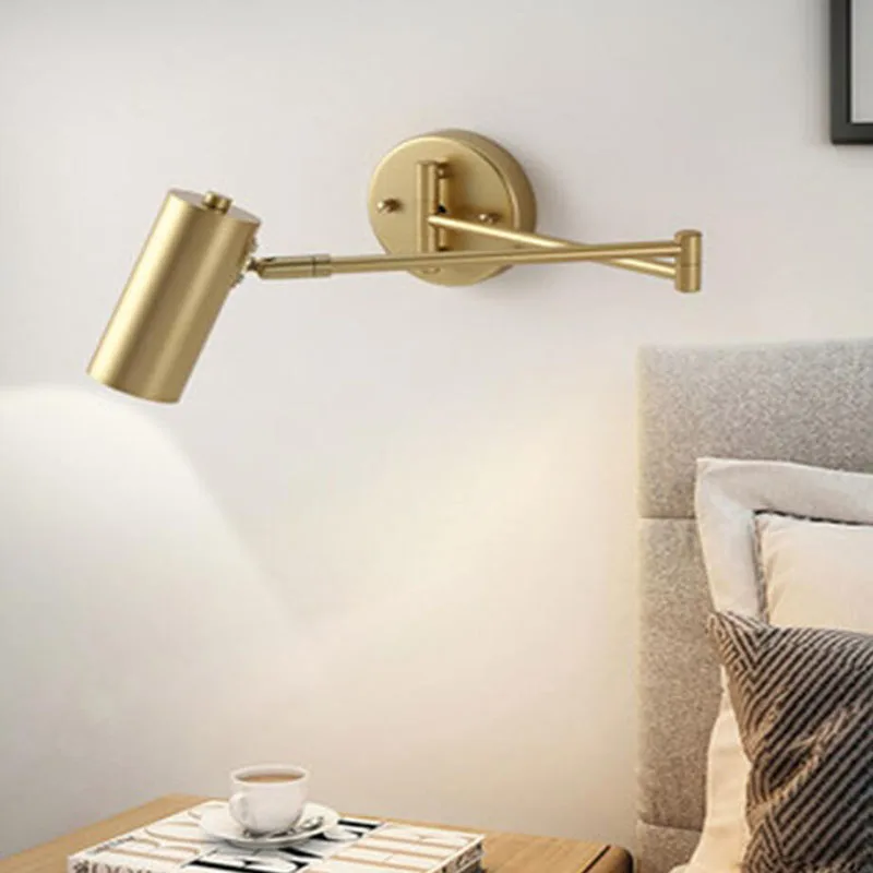 Creative LED wall lamp, gold bedside reading light, living room background wall, foldable telescopic joystick wall light