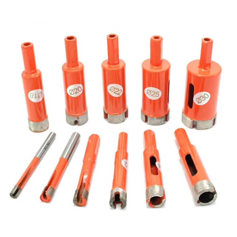 

11PCS/Set Orange 6-30mm Marble Opener Diamond Core Bit Hole Saw Drill Bit For Marble Granite Brick Tile Ceramic Concrete Drill