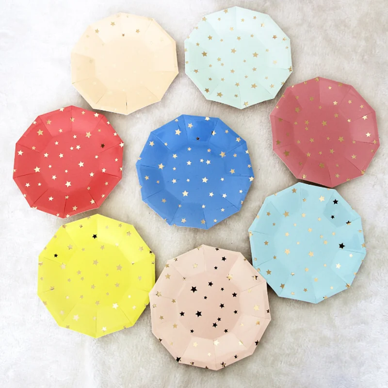 Pentacle Decagonal Paper  Party Plates Cups Napking For Picnics Disposable Cutlery Tableware