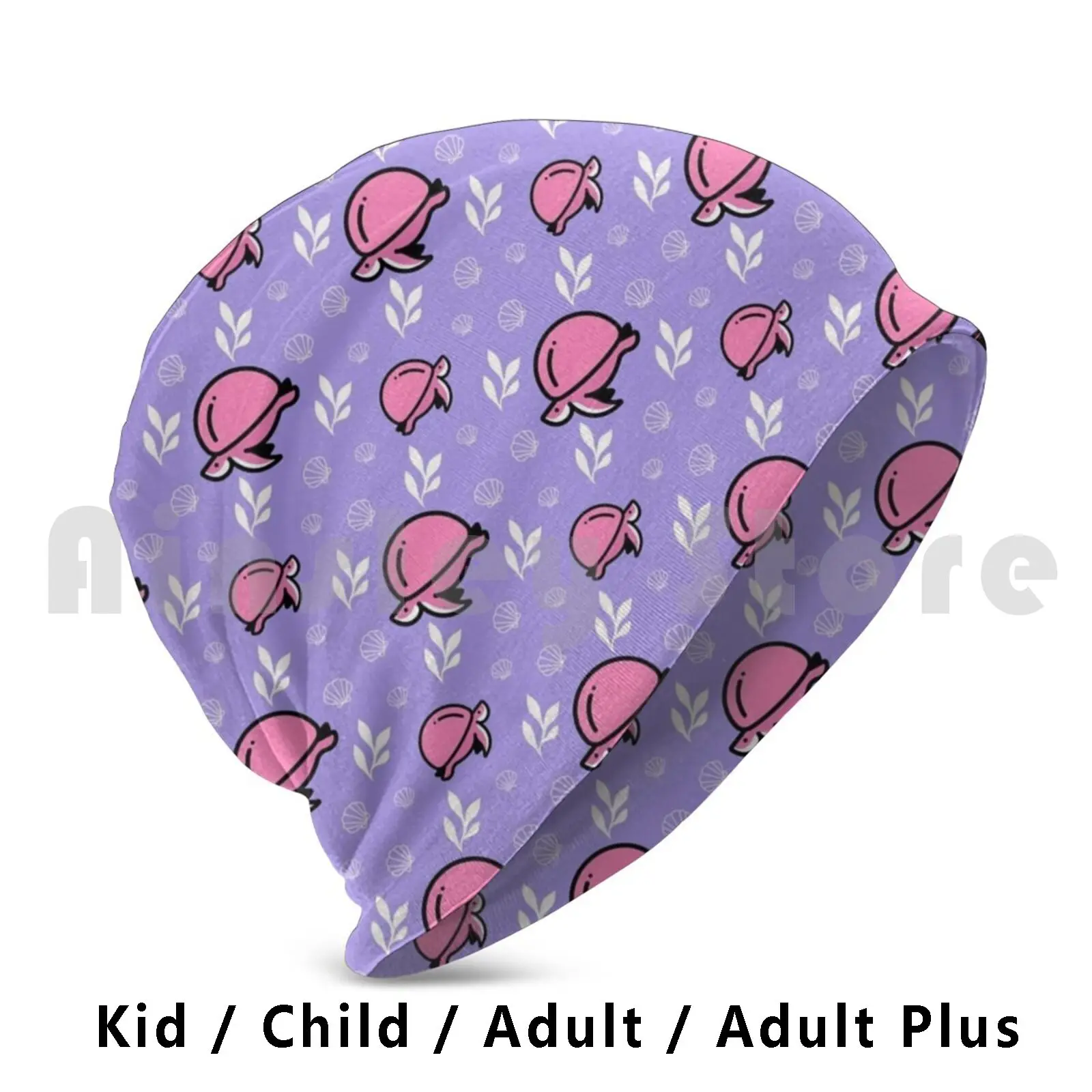 Pink Blush Turtle Tortoise Seashell Purple Lilac Violet Background Beanies Pullover Cap Comfortable Turtle Lover Sea