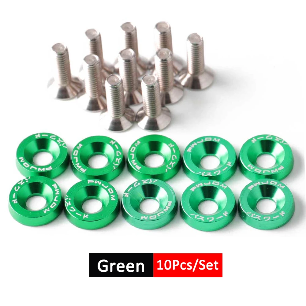 DSYCAR 1Set Billet Aluminium Kotflügel Stoßstange Unterlegscheibe Bolzen Motorraum Schraube Dress Up Kit JDM M6x20mm Schrauben