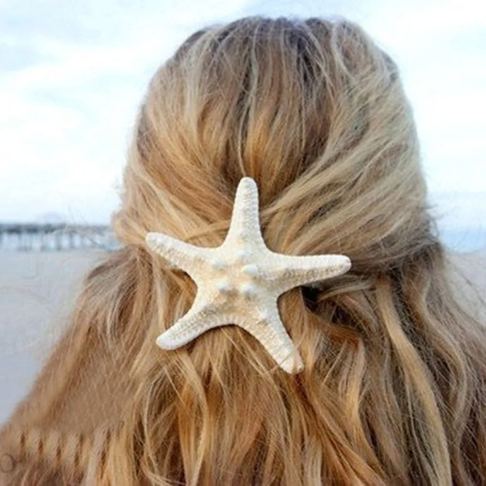 Pinzas para el pelo de estrella de mar para mujer, horquilla bonita para el pelo de playa, 1 unidad