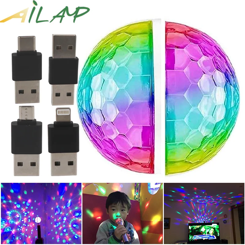 5V double magic ball dj light music control disco lights colorful led stage light Christmas holiday party effect light kids gift