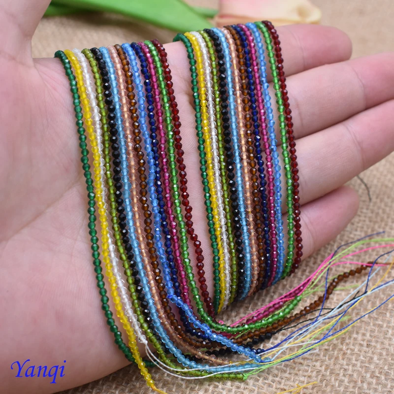 Wholesale 2mm 195pcs Small Beads Faceted Crystal Glass Beads Round Loose Beads For Jewelry Making DIY Bracelet Material Strand