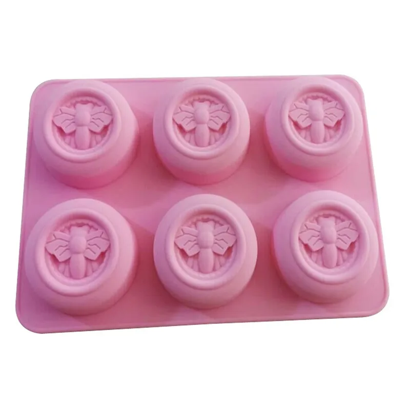 6 Cavity Bee Round Honeycomb Silicone Soap Mould Bake Mold Tray DIY Soap Making Mould Handmake Cake Decorating Tools