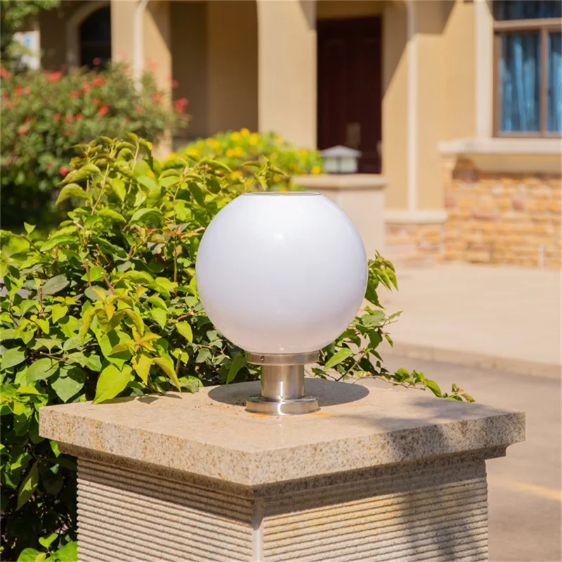 8M Outdoor Solar Modern Wall Light LED Globe Shade Waterproof Pillar Post Lamp Fixtures for Home