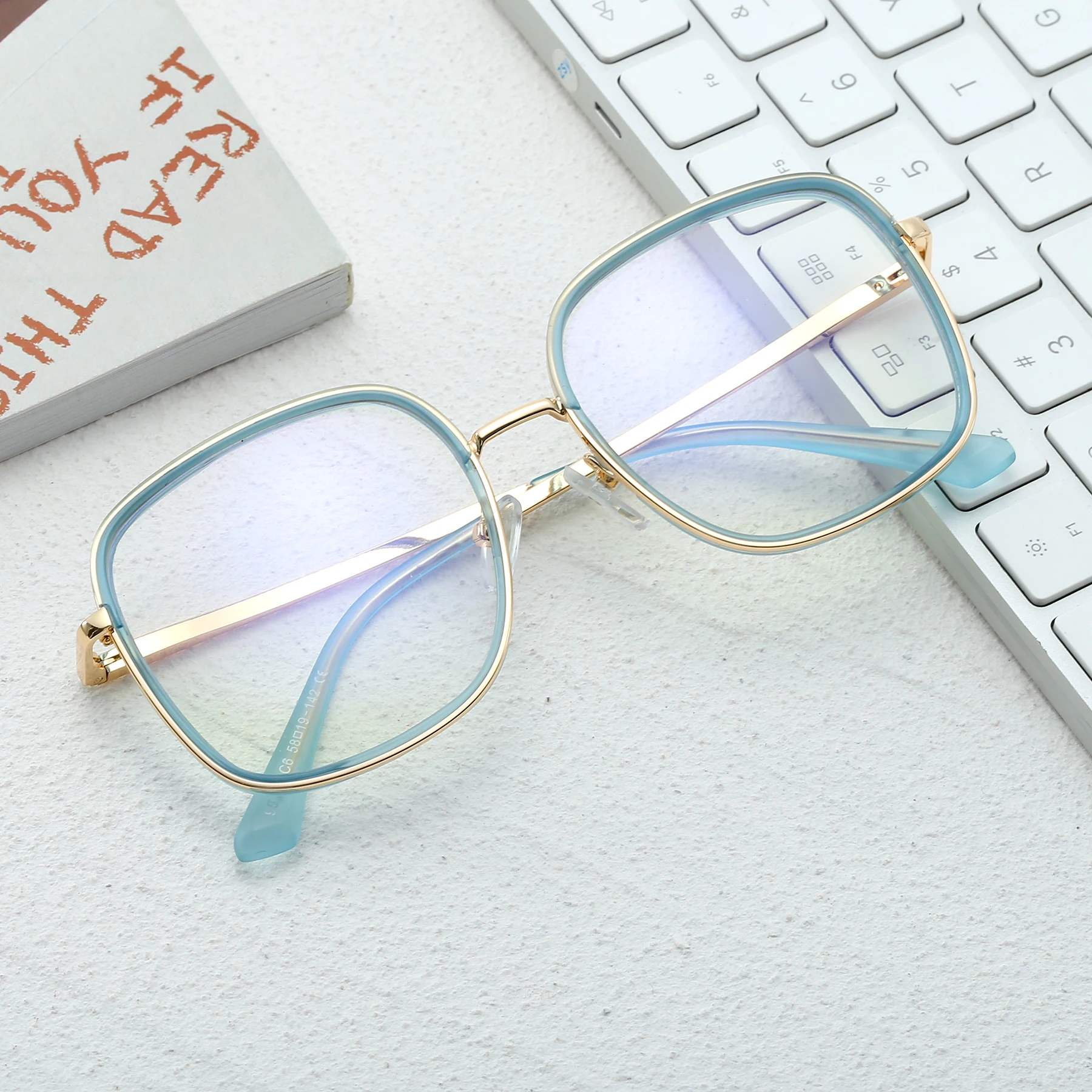 Oversized Big Frame Optical Glasses Frame for Women Fashion Eeywear Full Rim Square Blue Light Blocking Spectacles