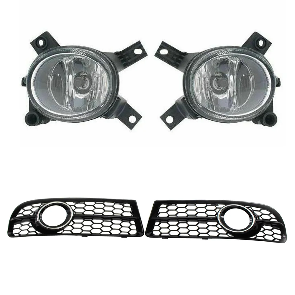 Car Fog Light & Fog Lamp Chrome Grille For Audi A4 B7 / S4 B7 / A4 S-Line 2005-2008