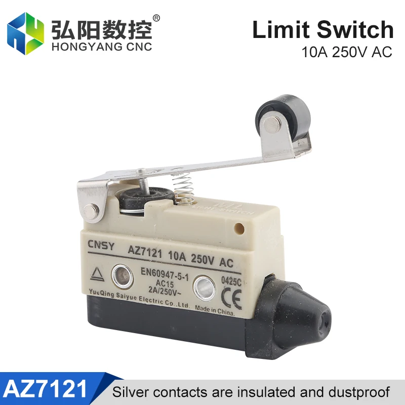 Micro-Motion Limit Switch AZ7121 Travel Switch 10A 250VAC Long Hinge Rod Closed Limit Reset / Instantaneous Contact Silver