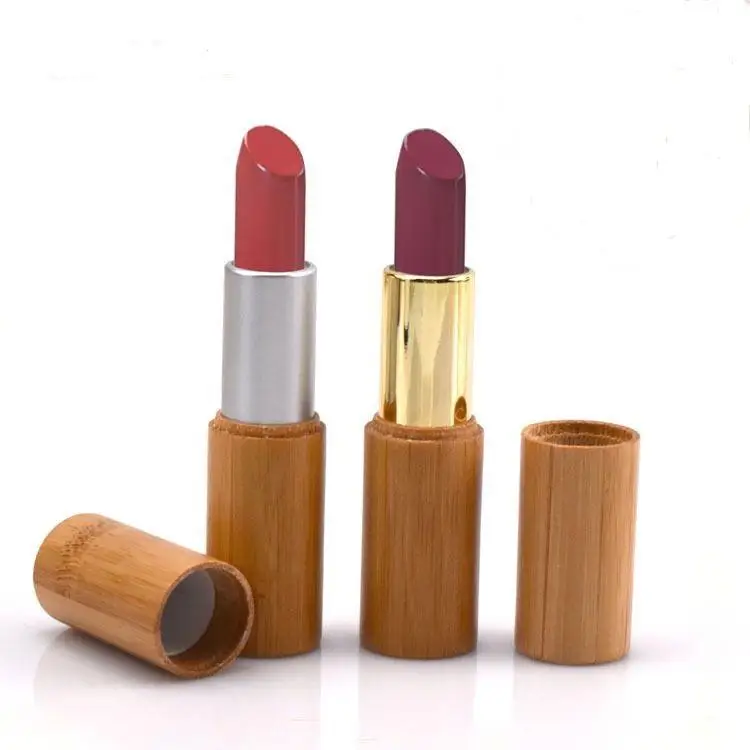 

Natural food grade cosmetic lip balm container 3ml 5ml bamboo lipstick tube,4g Bamboo lip balm lipstick container tube packaging