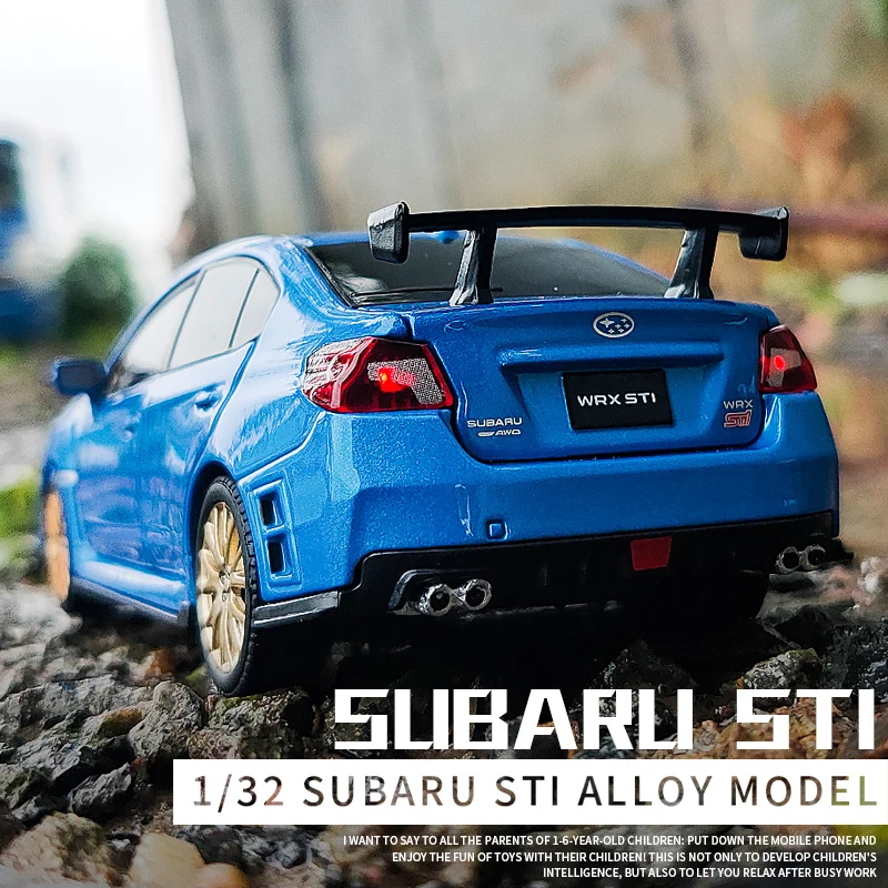 1/32 Subarus WRX STI Alloy Sports Car Model Diecast Simulation Metal Toy Car Model Sound and Light Collection Childrens Toy Gift