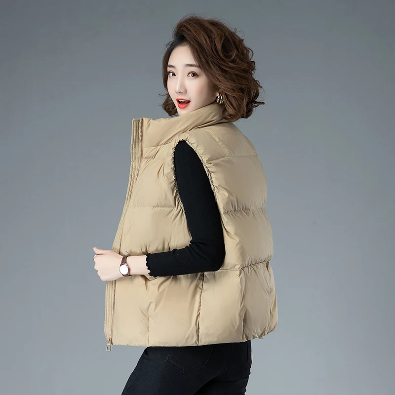 Winter Down Vest Women Short Vest Windbreaker Lightweight Body Warmer Waistcoat Female White Duck Down Coat Sleeveles Jacket New