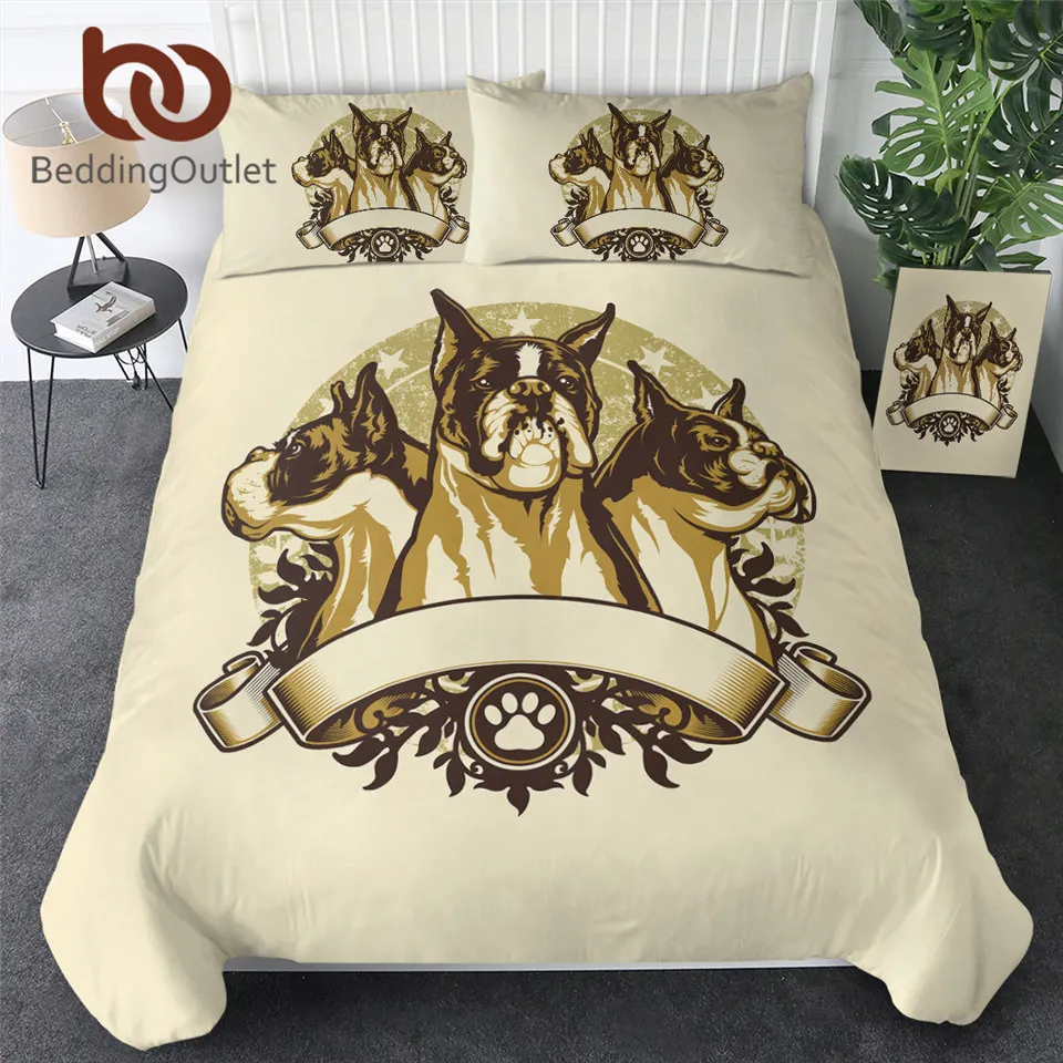 

BeddingOutlet Bulldog Bedding Set Boxer Dog Duvet Cover Queen Size Animal Home Decor Lovely Grunge Banner Bedclothes Dropship