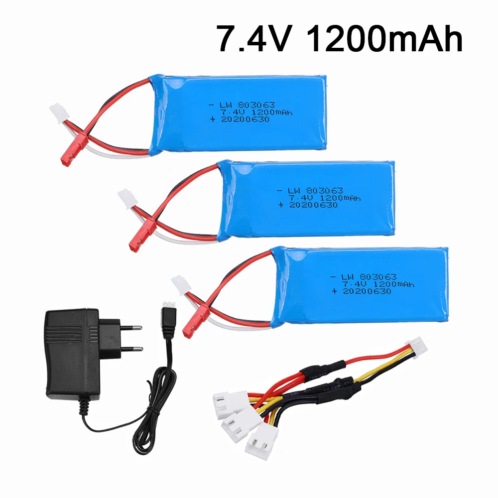 7.4v 1200mAh Lipo Battery For Yizhan Tarantula X6 H16 MJX X101 X102h RC Drone 2S battery and charger for WLtoys V666 V262 V323