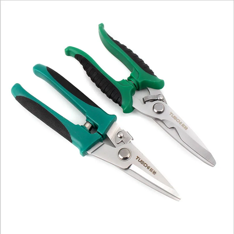 8 "Bẻ Cong/Thẳng Tín Snip Tấm Kim Loại Dao Cắt Đa Năng Răng Điện Tử Kéo Nặng Kéo Công Nghiệp Dụng Cụ Cầm Tay