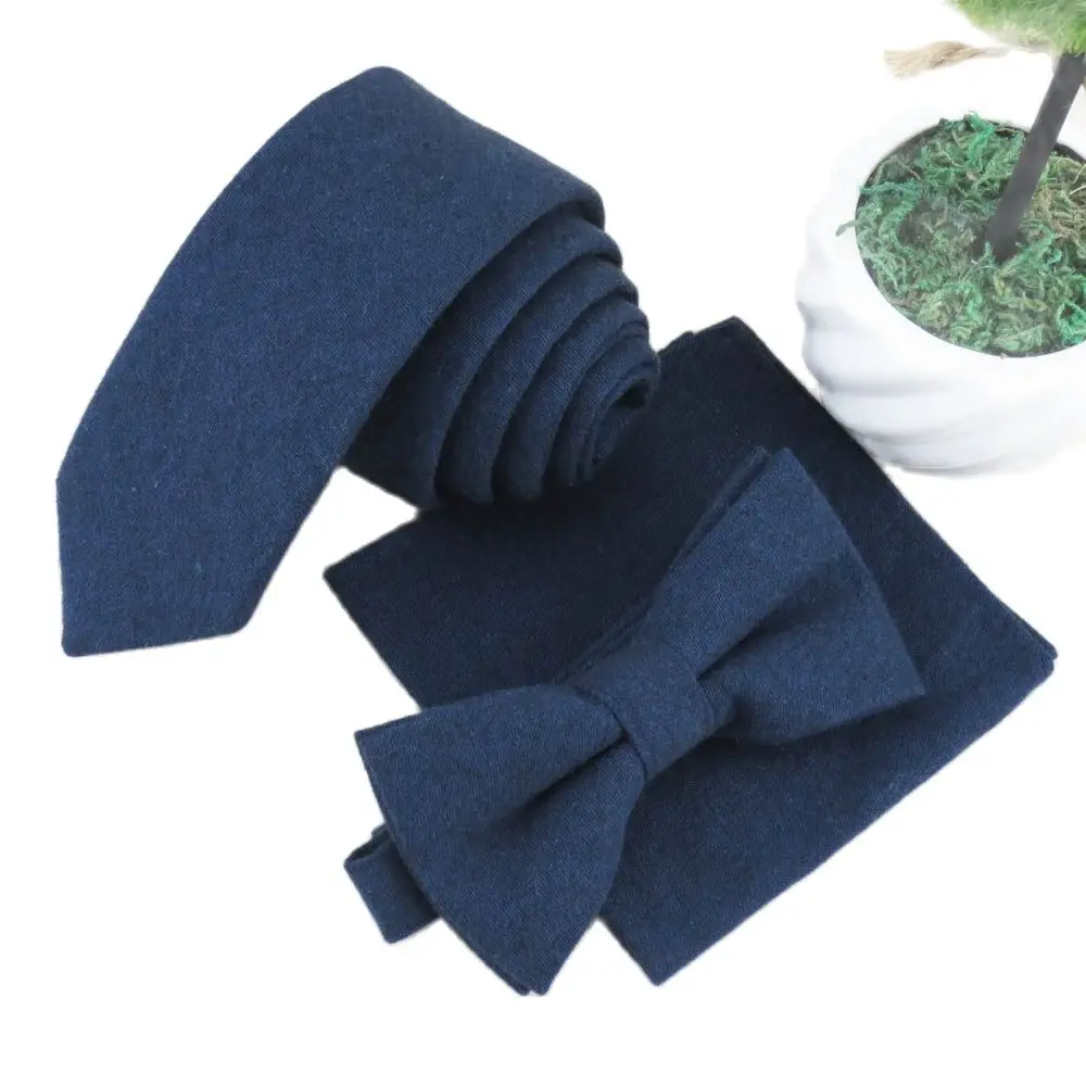 

New style han edition men's small upscale gentleman navy cotton tie bow tie face cloth/Pure color and simple fashion