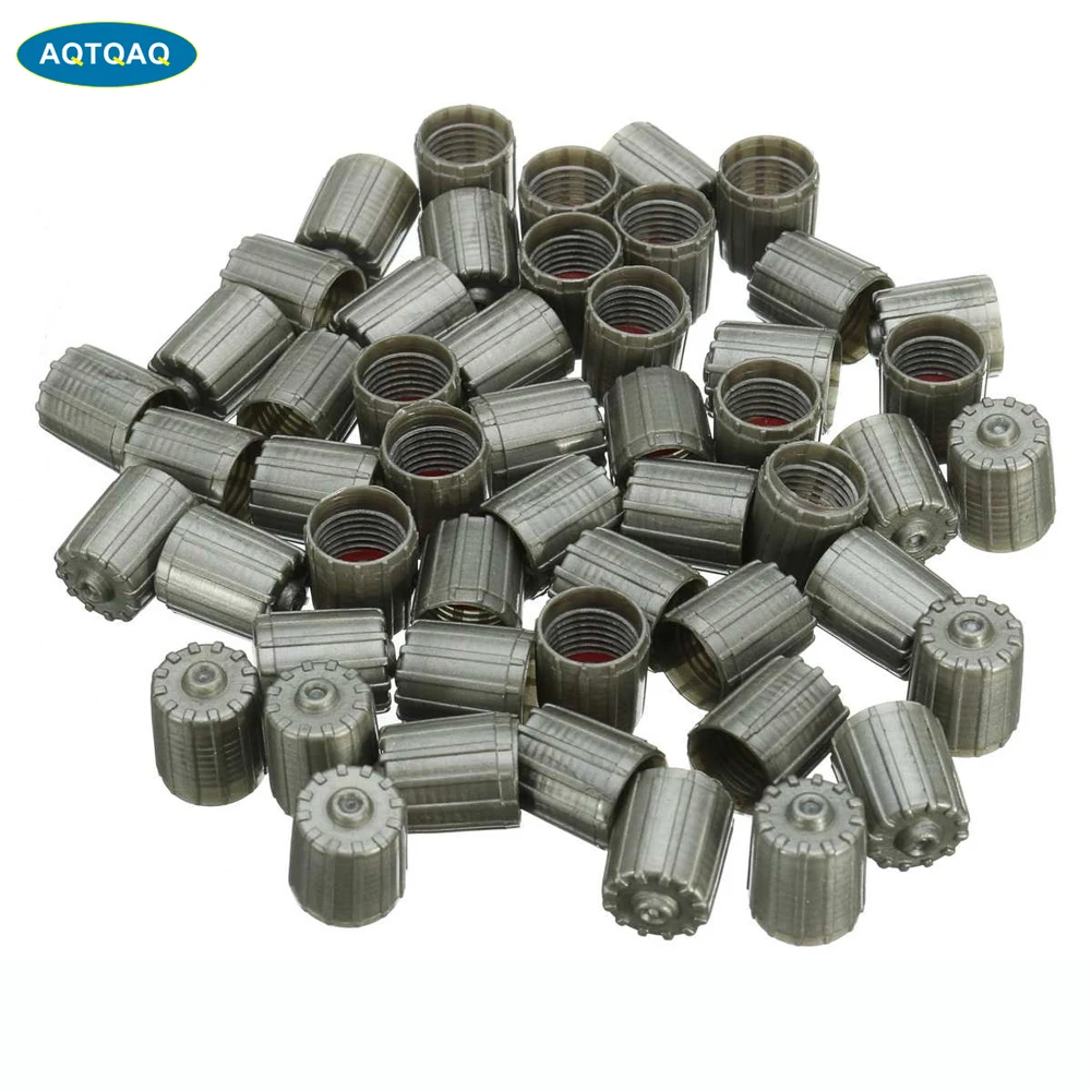 50Pcs/Set Black Grey Tyre Valve Dust Covers Stem Caps - Plastic Tire Caps for Bike Car Trucks Motorbike Bicycle