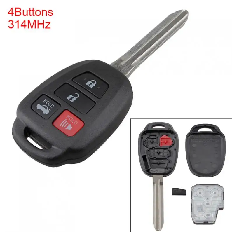 

314MHz 4 Buttons Keyless Uncut Flip Remote Key Fob HYQ12BEL with H Chip Fit for Toyota Camry Corolla 2014-2017