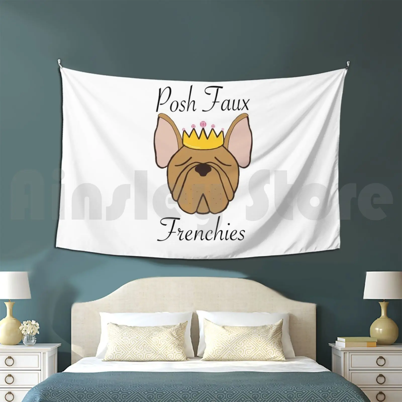 Posh Faux Frenchies Tapestry Background Wall Hanging Posh Dog French Bulldog Frenchie