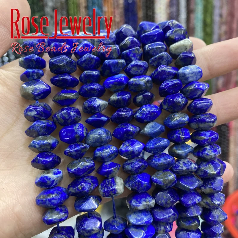 5A Natural Lapis Lazuli Stone Beads Irregular Special Cut Genuine Loose Spacer Beads For Jewelry Making Bracelets DIY 15