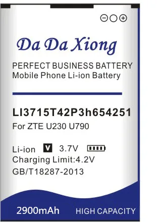 DaDaXiong 2900mAh LI3715T42P3h654251 Battery For ZTE U790 V790 N790 S U805 U230 U215,U700,U600,R750,AC30,MF30AC33