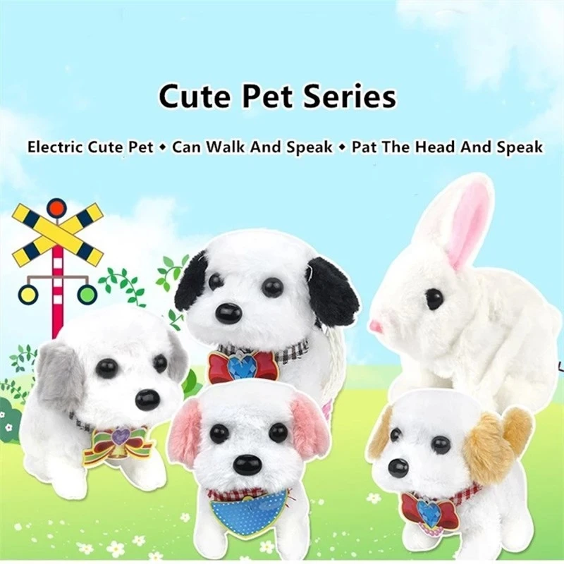 Classic Cute Robot Dog Electric Plush Dog Can Walking  Sound Effect Call Tail Swinging Doll Pet Dog Toys Electric Cute Pet Gift