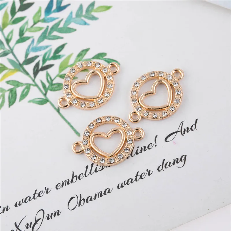 10 قطعة لون الذهب القلب الملونة شجرة الحياة موصل Charms ل سوار قلادة اتصال صنع المجوهرات DIY بها بنفسك اكسسوارات