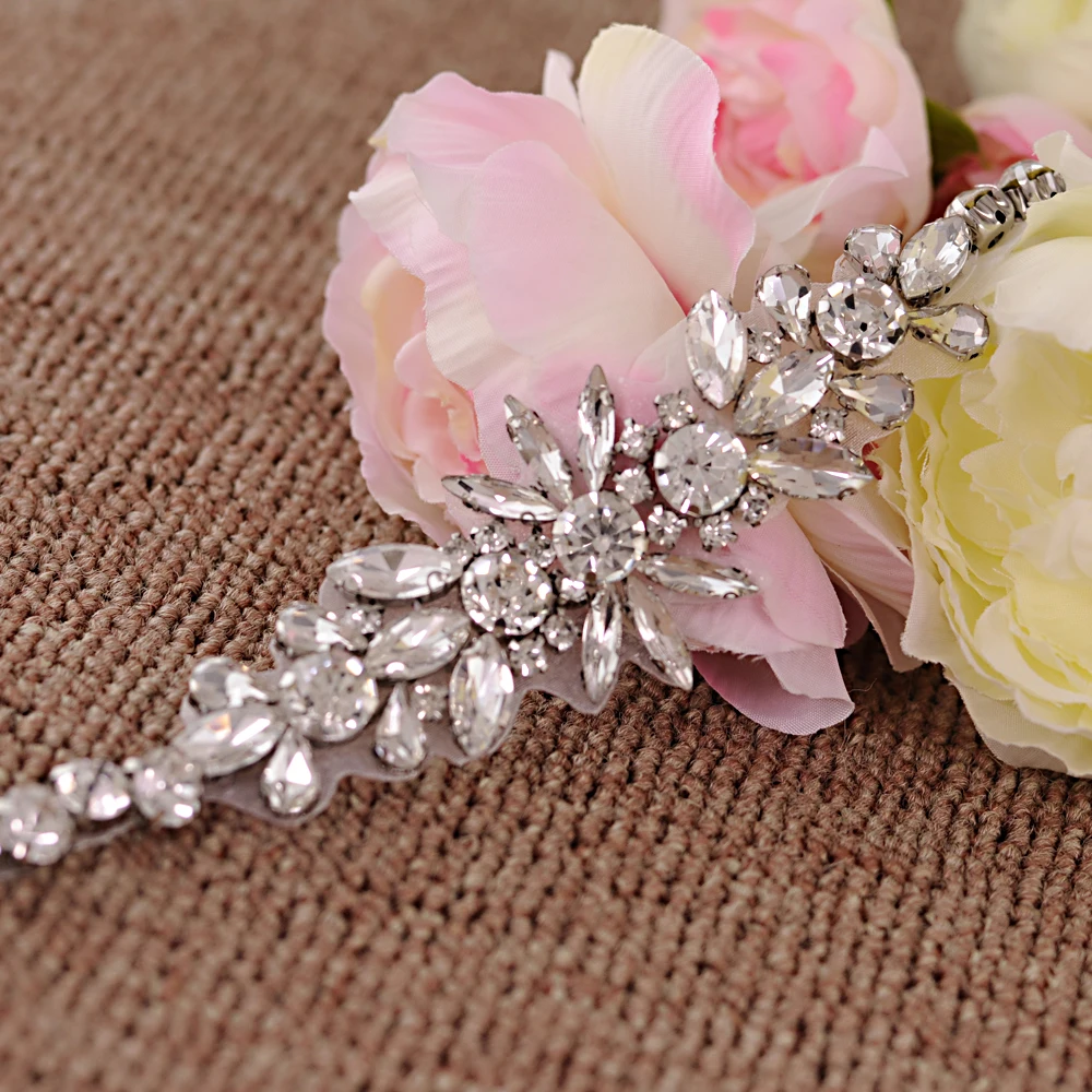 100% Handmade Rhinestone เข็มขัดเงินเข็มขัดเพชรเจ้าสาวแต่งงานชุดเข็มขัดงานแต่งงานสำหรับเจ้าสาวชุดเจ้าส...