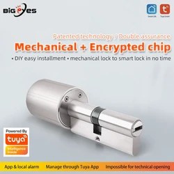 Bigeyes Original TUYA Smart Lock Core Cylinder Intelligent Door Lock Encryption with Keys Work with Tuya APP Anti-theft