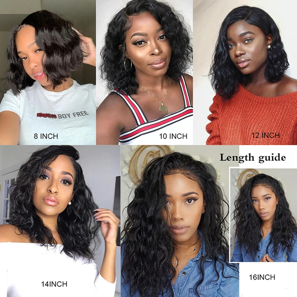 200 Density Short Bob Human Hair Wigs 5x5 PU Silk Base Wig Brazilian Remy Hair Closure Wigs Natural Wave Fake Scalp Wigs Luffy