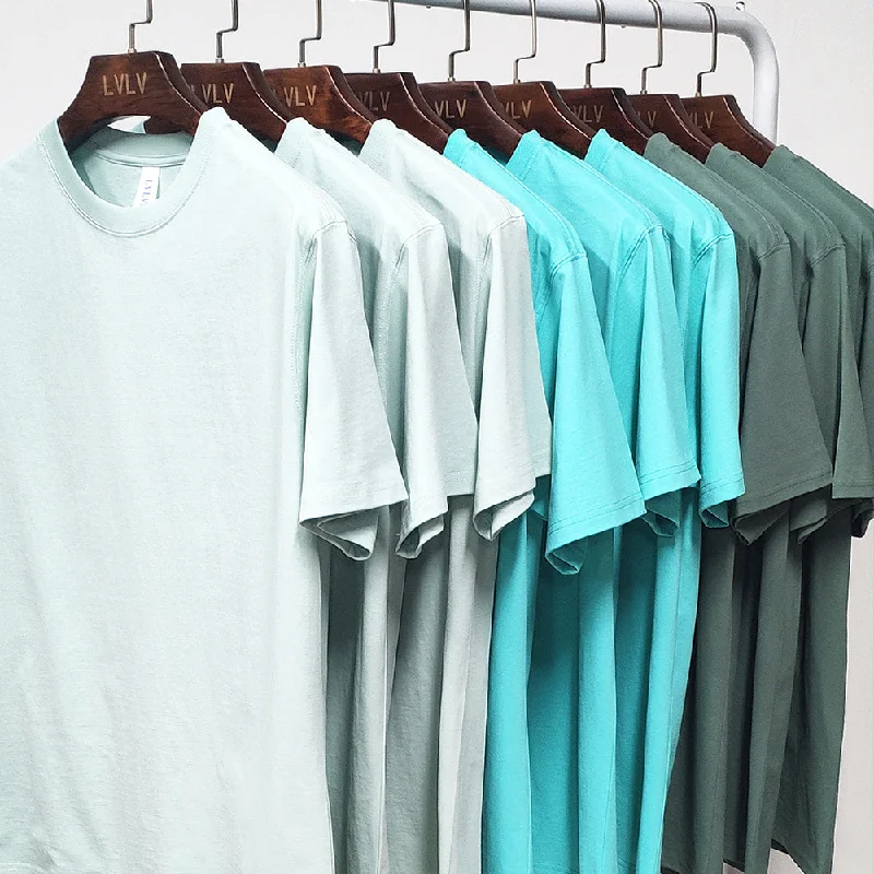 

Men High Quality 230 g cotton Summer Oversize Short Sleeve T-shirt Round Collar Solid Tops Wholesale Boy Team Clothing 25 Colors