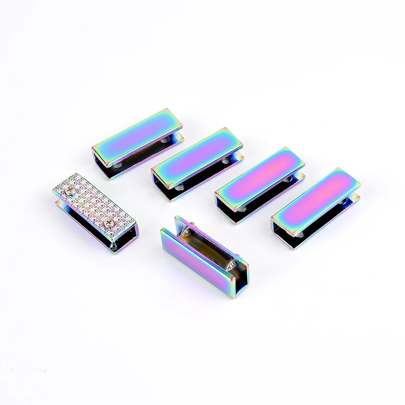 5x Rainbow Color End Straps,  Belt Ends With 1 Inch,  Bag Making Hardware