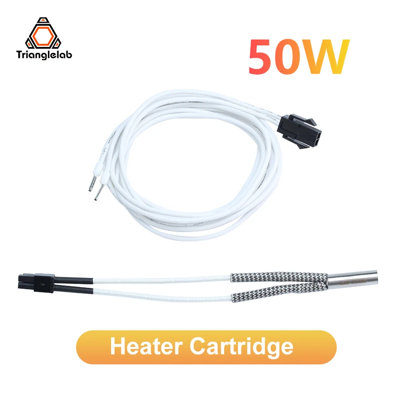 Trianglelab-cartucho calefactor para impresora 3D V6 HOTEND Volcano MK8 MK9, cable de 100CM, 24V, 50W, 6x20MM, nuevo