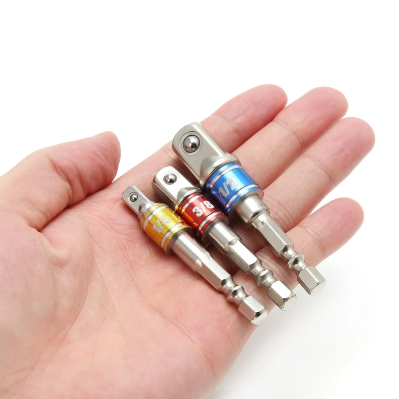 3pcs Power Screwdriver Driver Socket Bit Adapter Drill Nut Driver 1/4\