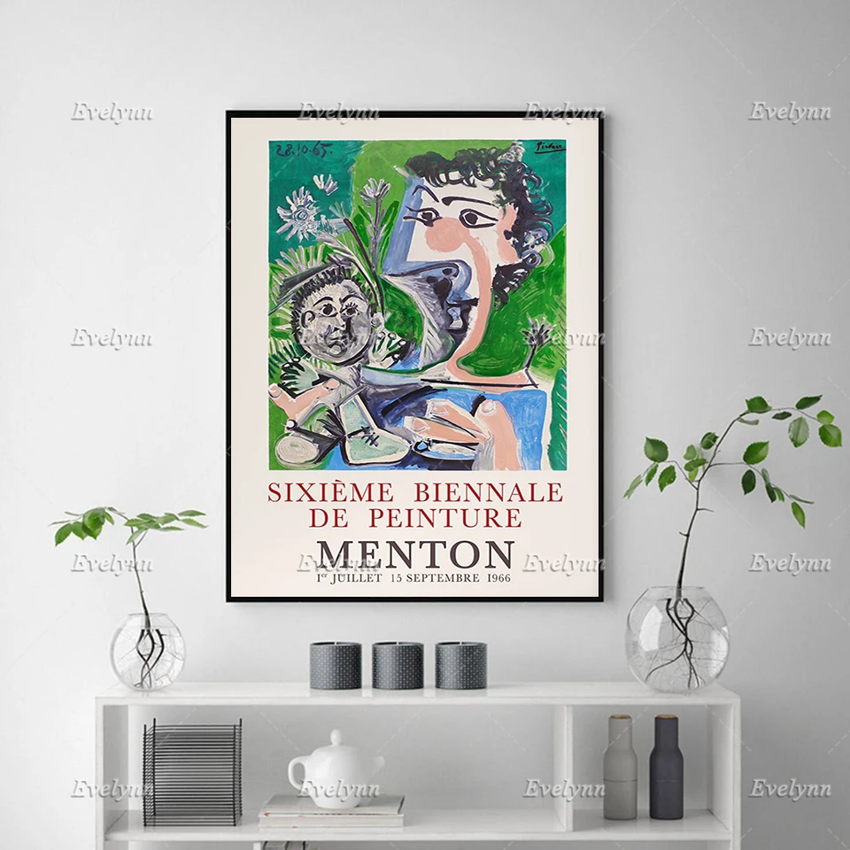 Vintage Exhibition Pablo Picasso Poster / Spanish Arles Art / Abstract Wall Art Prints Home Decor Canvas Gift Floating Frame