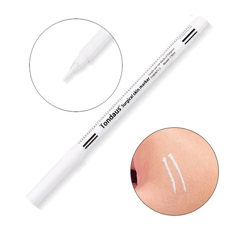 

White Tattoo Marker Pen with Measuring Ruler for Microblading Eyebrow Positioning Shaping Tool Permanent Makeup Supplies PMU