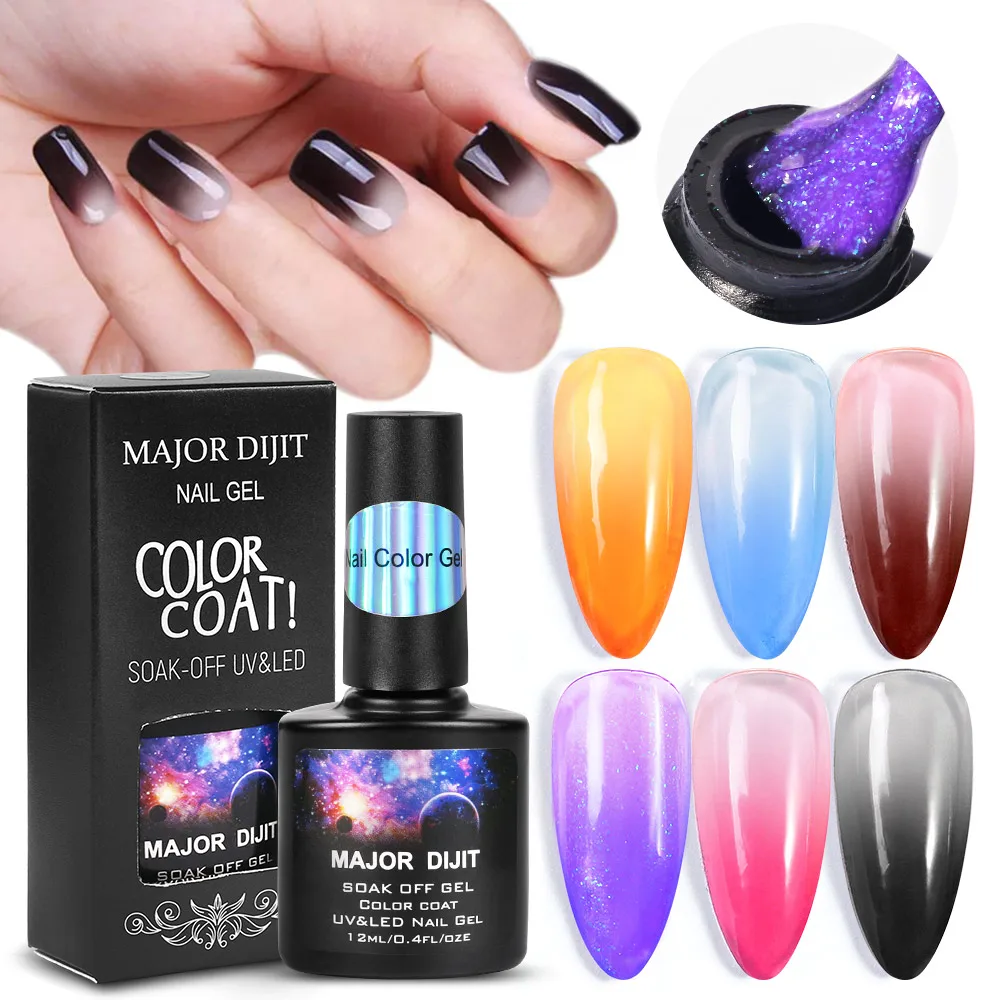 

12ml Thermal Gel Polish 6 Colors Temperature Color Changing Glitter UV Gel Varnish Soak Off UV LED Gel Lacquers