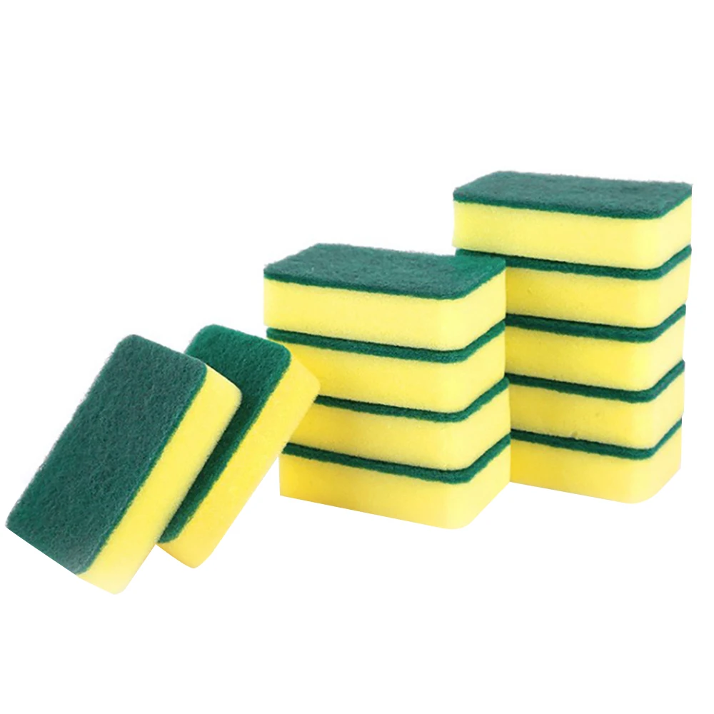 10Pcs Sponge Cleaning Dish Washing Catering Scourer Scouring Pads Kitchen Home Tool Double-sided Decontamination Household