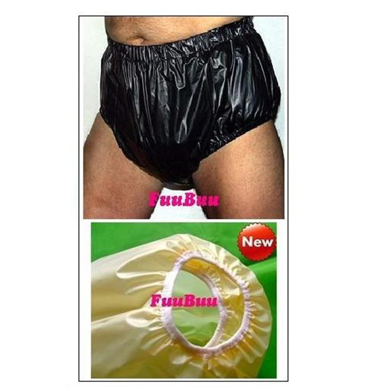 Free Shipping FUUBUU2217-BLACK-L-1PCS adult diapers non disposable diaper plastic diaper pants pvc shorts ABDLL