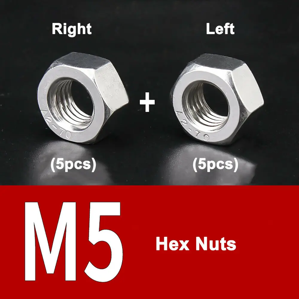 

M4~M16 Left and Right Hand Thread Hex Nut Set 304 A2 Stainless Steel Positive and Reverse Thread Hexagon Nuts Kit