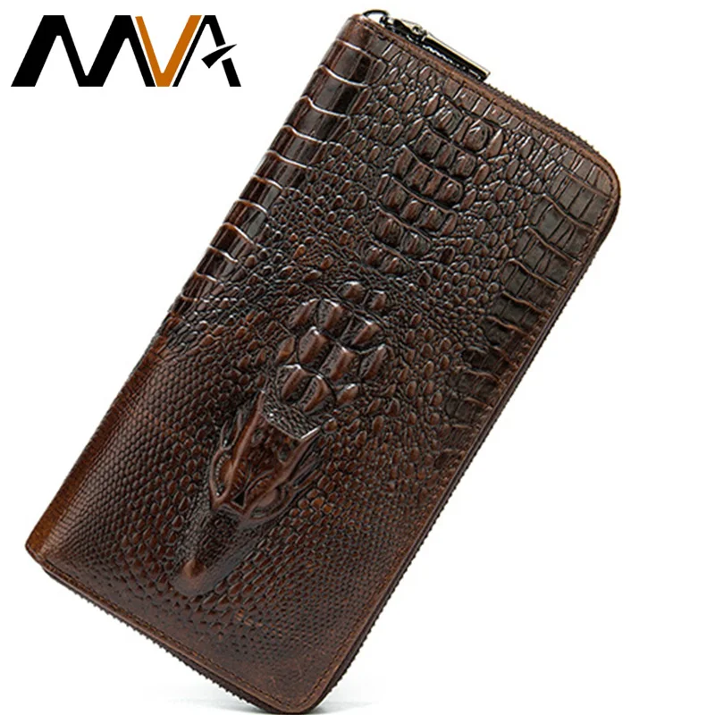 

MVA Wallets Male Clutch Genuine Leather Men's Purse Crocodile Patterm Purse For Men's Clutch Bags Long Man Wallets Business Bags