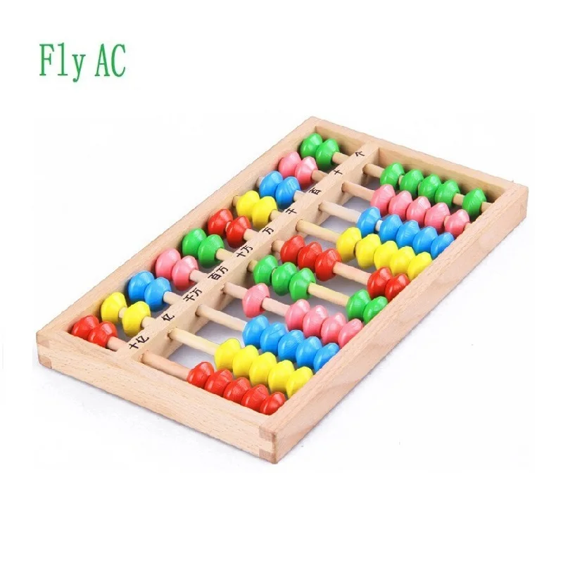 Fly ac brinquedo-10-grânulo mini atividade conjunto, cor de madeira ábaco, quadros de contagem matemática (idades 3 +)