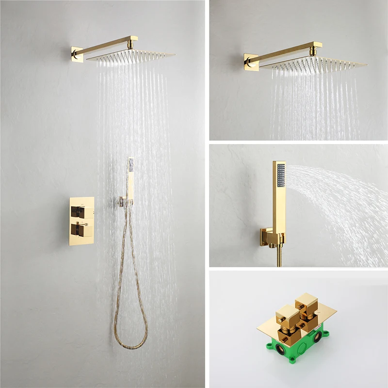 

Thermostatic Bathroom Shower Faucet In Wall Gold Bath and Shower Faucet Set Thermostatic Mixer Bath and Rainfall Shower